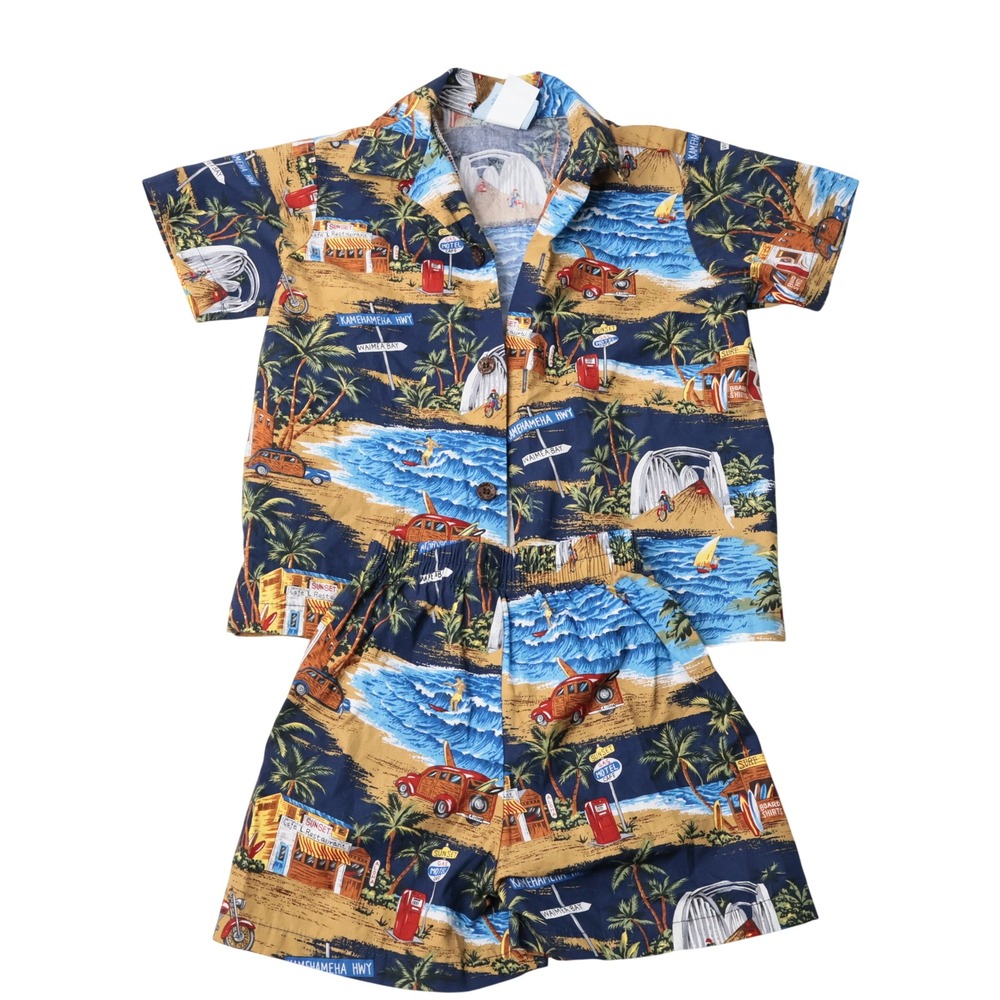 RJC Boys 4 Hawaiian Shirt & Shorts Set Cotton USA AOP Beach Vacation Colorful